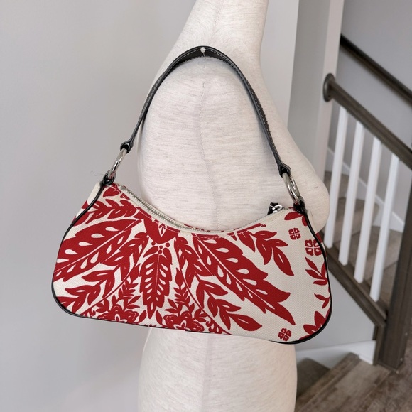 Banana Republic Moon Shaped Canvas Leaf Pattern Graphic Shoulder Bag - Small - Picture 1 of 12